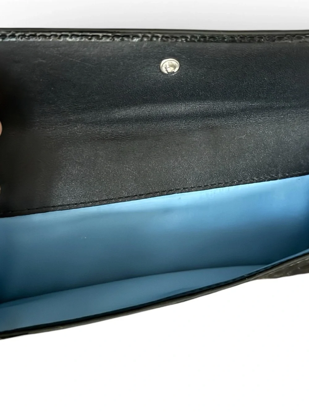 Coach Madison Black Patent Leather Wallet w/ Turquoise Lining | Like New